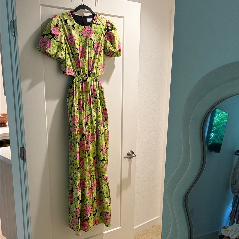 Wayf Black, Pink and Green Floral Dress